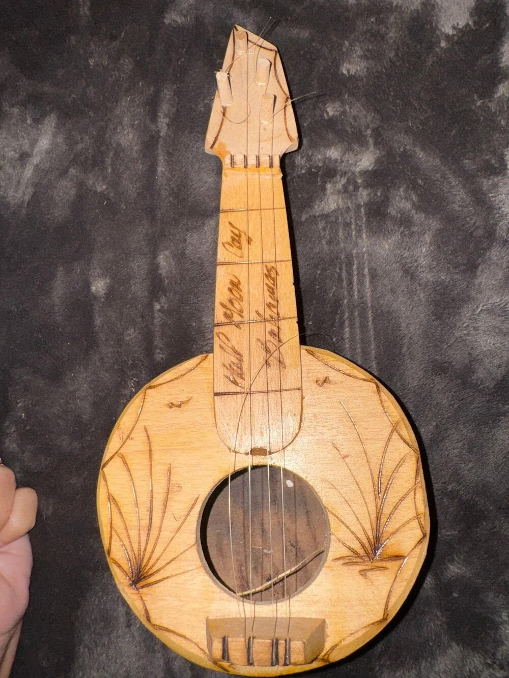 Half Moon Bay Handmade Wooden String Instrument Palm Tree Carved
